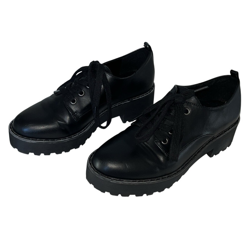 Dirty Laundry Women's Black‎ Chunky Heeled Platform Oxford Shoes Sz 7 Lace Up